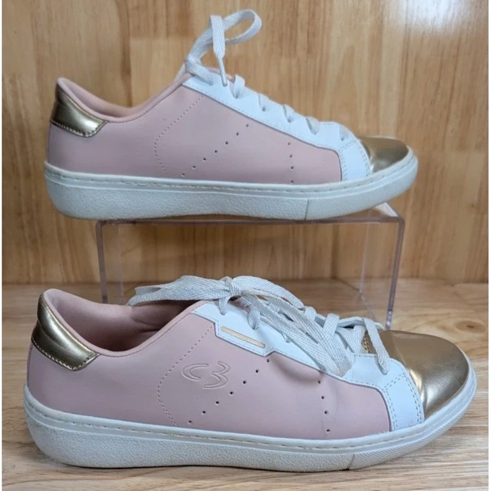 Concept 3 by Skechers  Womens Pink White Metallic Gold Low Top Sneakers Sz 8